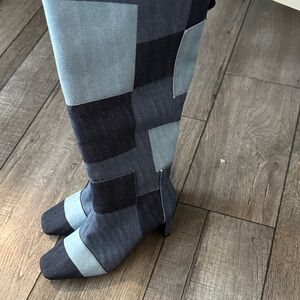 Impo Blue Patchwork Heeled Boots